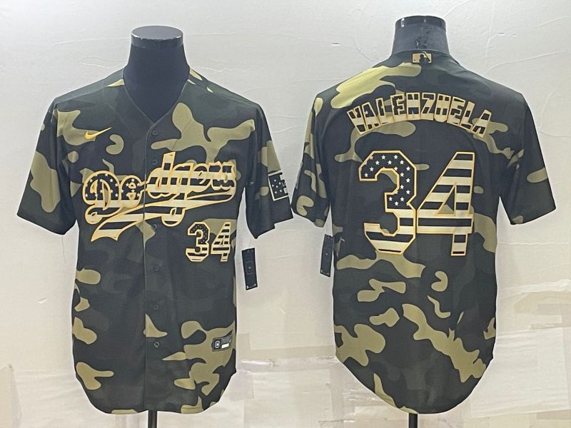 Men Los Angeles Dodgers #34 Valenzuela National flag Camo Nike 2022 MLB Jersey
